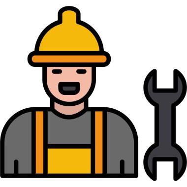 Miğfer vektör illüstrasyon tasarımlı bir inşaat işçisi