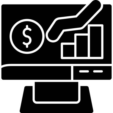 Dolar işareti ve finansal tablosu olan bilgisayar