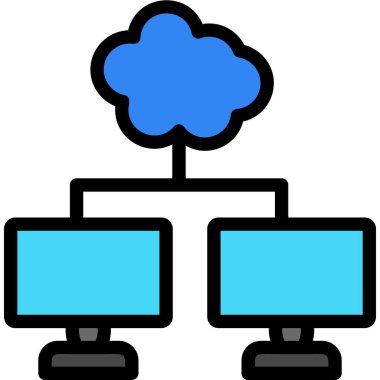 bilgisayar ağ simgesi ve vektör illüstrasyonu beyaz arkaplanda izole edildi