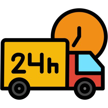 Yük kamyonu simgesi renk ana hatları vektörü