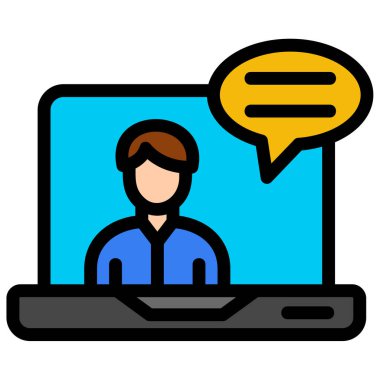 Çevrimiçi sohbet simgesi renk ana hatları vektörü