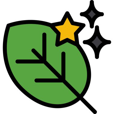 Yaprak simgesi ve vektör illüstrasyonu beyaz arkaplanda izole edildi