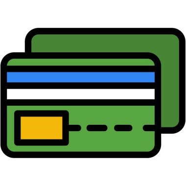 Kredi kartı ikonu. özet ödeme kartı vektör rengi düz izole