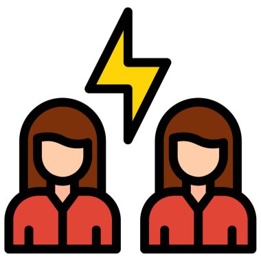 İki kız vektör simgesi. Beyaz arkaplanda resimler