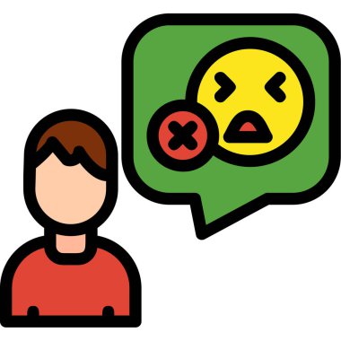 Konuşma baloncuğu simgesi ile üzgün yüz