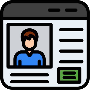 kimlik kartı simgesi, vektör illüstrasyonu