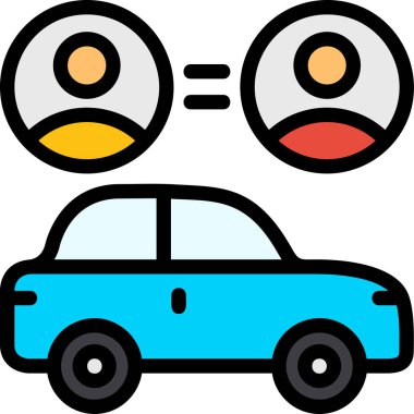 Taksi arabası simgesi, illüstrasyon, beyaz arkaplanda vektör