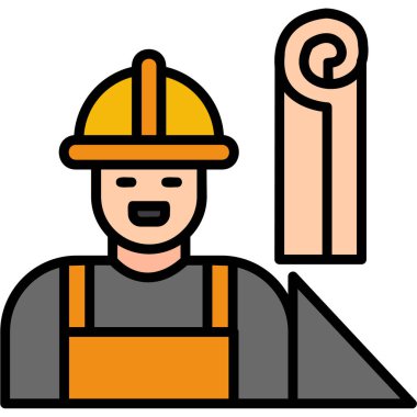 İnşaat miğferi simgesi. Taslak yapı miğferi vektör rengi düz izole