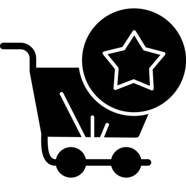 Yıldızlı alışveriş arabası, basit tasarım simgesi