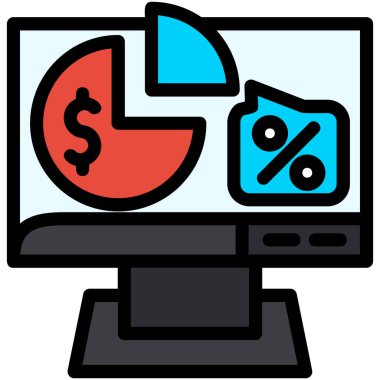 iş bilgisayarı simgesi, vektör illüstrasyonu