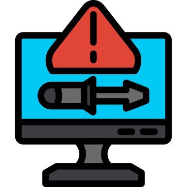 Doldurulmuş bilgisayar uyarı simgesi - ana hatlar biçimi