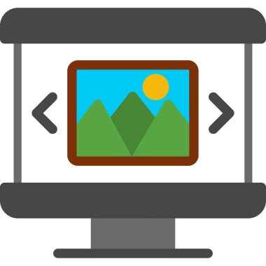 Beyaz arkaplanda haritalı bir monitörün vektör illüstrasyon simgesi