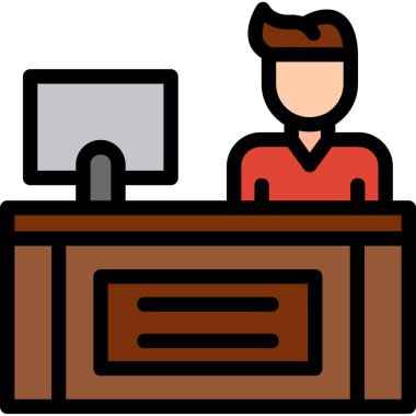 Ofis müdürü simgesi. özet ofis yöneticisi vektör rengi düz izole