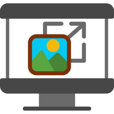 bilgisayar monitörü ikon vektör illüstrasyonu