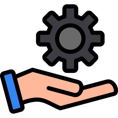 El ve dişli ikonu. vektör çizimi tasarımı.