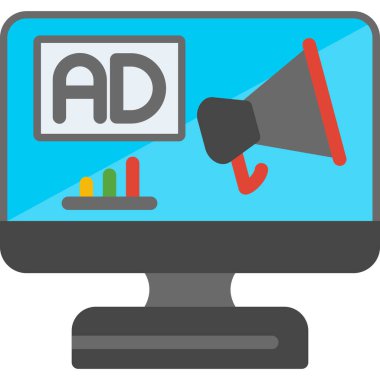 Reklam pazarlama düz simgesi