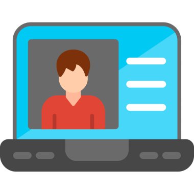 Video konferans vektör simgesi. düz biçim vektörü beyaz arkaplanda izole edildi.