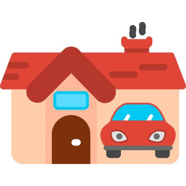 Beyaz arka planda araba evi vektör illüstrasyonu