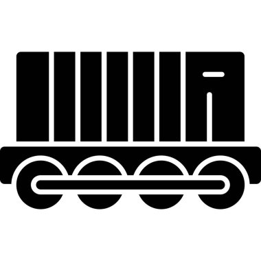 Demiryolu tren ikonu, basit siyah stil