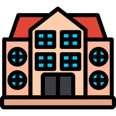 Bina simgesi. Web için ev vektör simgelerinin özet çizimi