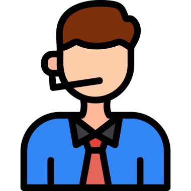 Çağrı merkezi operatör simgesi. dış hat müşteri servis vektör rengi düz izole