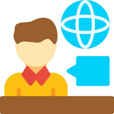 Küre ve bilgisayar simgesine sahip bir iş adamı