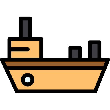 Kargo gemisi simgesi. Ana kargo gemisi vektör simgesi rengi düz izole edildi