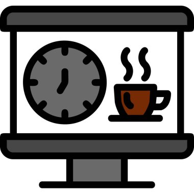 Kahve fincanı zaman simgesi - taslak biçimi