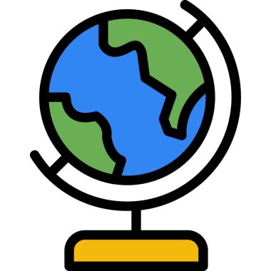 küresel dünya simgesi renk ana hatları vektörü