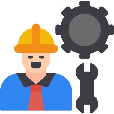 Vites simgesine sahip mühendis, vektör illüstrasyonu