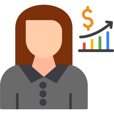 Grafik ve grafik vektör illüstrasyonlu iş kadını