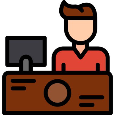 iş adamı ofis simgesi - taslak biçimi