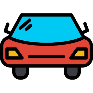 araba sigortası simgesi renk ana hatları vektörü