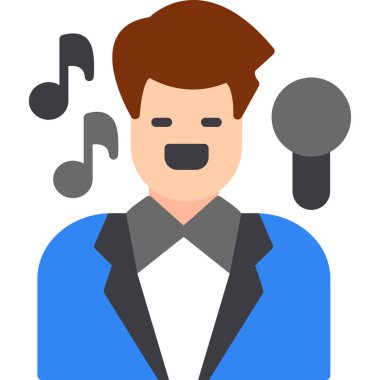 şarkıcı simgesi, vektör illüstrasyonlu mikrofon