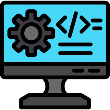 Bilgisayar kodlaması. Web simgesi basit illüstrasyon
