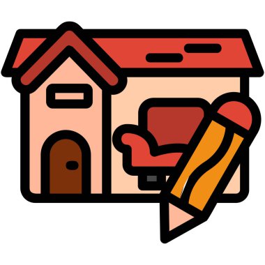 bina evi simgesi renk ana hatları vektörü