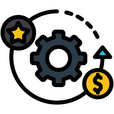 Para yönetimi vektör simgesi. stil düz bicolor ve sembol, gri ve sarı renkler, yuvarlak açılar.