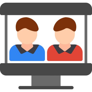 Online konferans. Web simgesi vektör illüstrasyonu