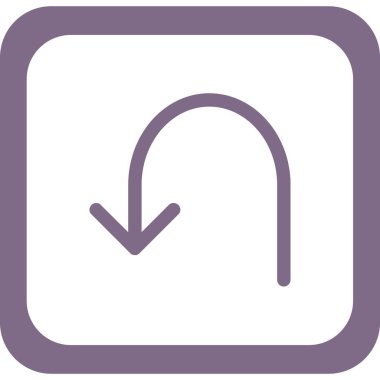 Sola vektör simgesine dön. stilde düz çizgi, yuvarlak sembol, beyaz arkaplan,