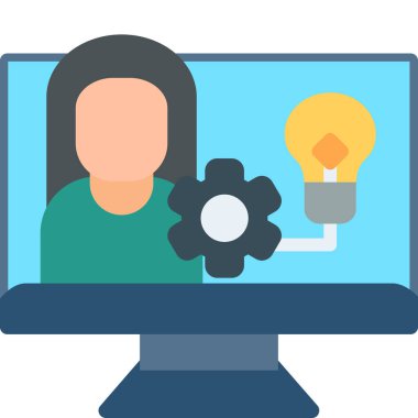 Çevrimiçi öğrenme düz vektör simgesi