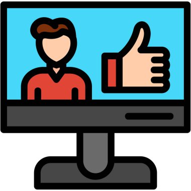 Bilgisayar monitörü. Web simgesi basit illüstrasyon