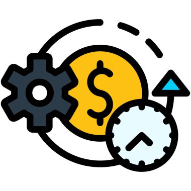 dişli ve dolar ikonu. vektör illüstrasyonu