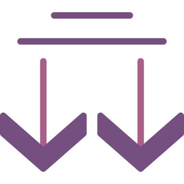 ok aşağı vektör simgesi. biçim düz çizgi simgesi, mor renk, beyaz arkaplan.