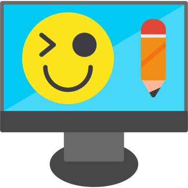 bilgisayar mutlu simgesi, vektör illüstrasyonu