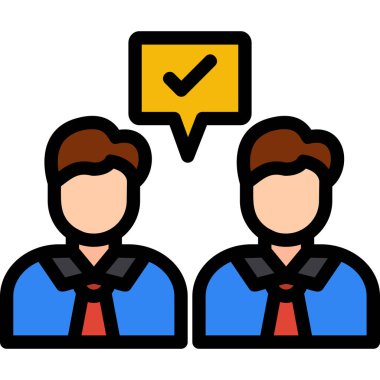 Beyaz arkaplanda izole edilmiş vektör illüstrasyonuna sahip iki çalışan simgesi