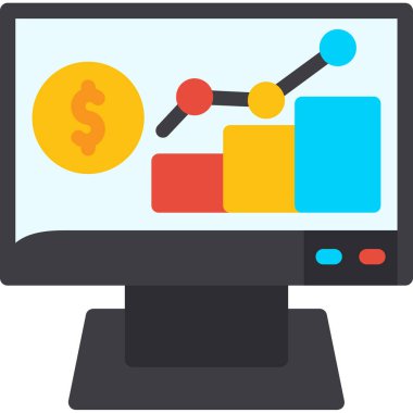düz biçimli analitik bilgisayar dizüstü simgesi