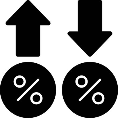 yüzde vektör simgesi. biçim düz sembol, siyah renk, yuvarlak açılar, beyaz arkaplan