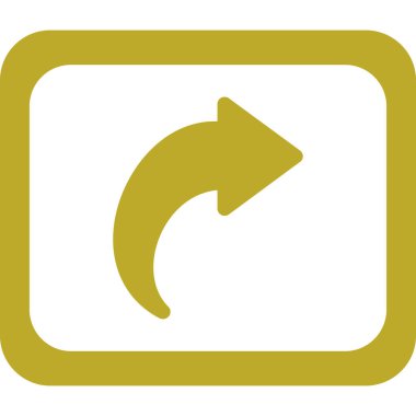 Sağa vektör simgesine dön. biçim düz simge sembolü, yuvarlak açılar, sarı arkaplan.