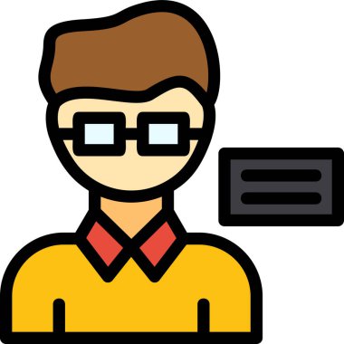 Bir kitap ikonu olan adam, vektör illüstrasyonu