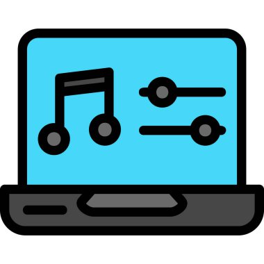 ses oynatıcı müzik simgesi renk ana hatları vektörü